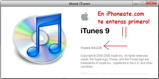 iTunes 9.0.2.25 sin problemas