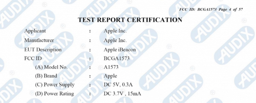 iBeacon, reporte del test certificado