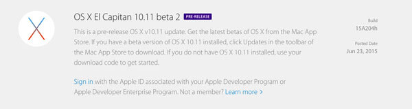 OS X El Capitán 10.11 Beta 2 