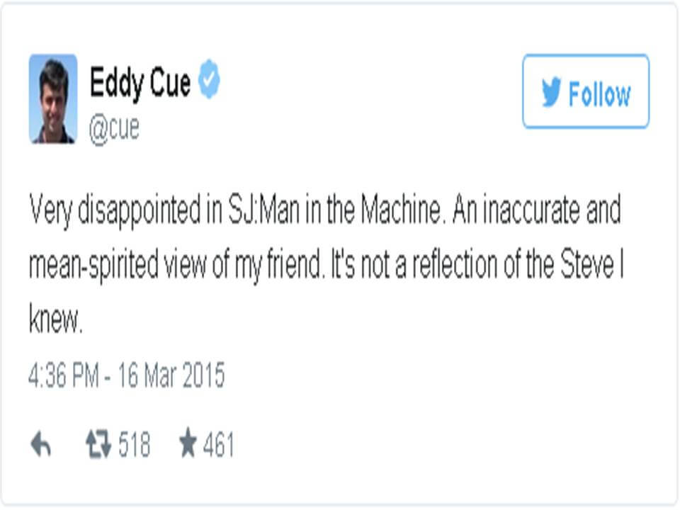 Eddy Cue ofendido por el trailer de SJ