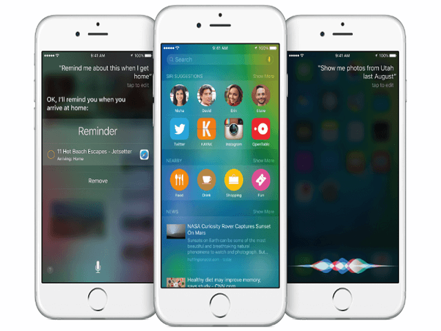 Preview de un iPhone con iOS 9 beta