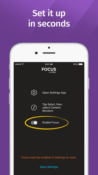 Focus bloqueador de contenido para Safari en iOS 9 2