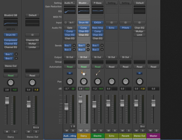 7. Importar auto-drum  y bass en Logic Pro con canales cargados