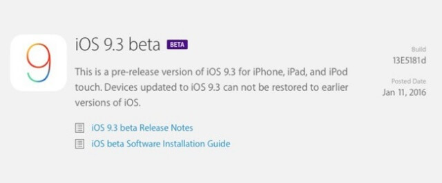 Apple lanza la primera beta de iOS 9.3 para desarrolladores - copia