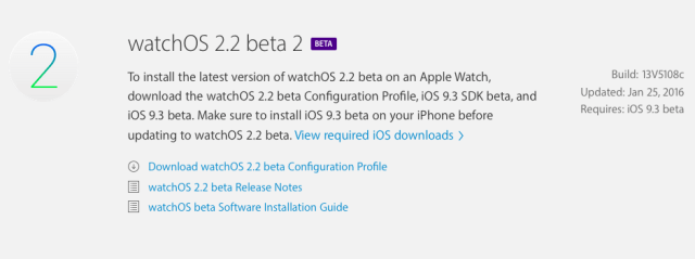 watchOS 2.2 - Ya disponible beta 2 para desarrolladores