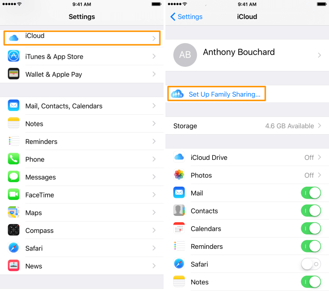 1. Acceder a iCloud - Set Up Family Sharing.