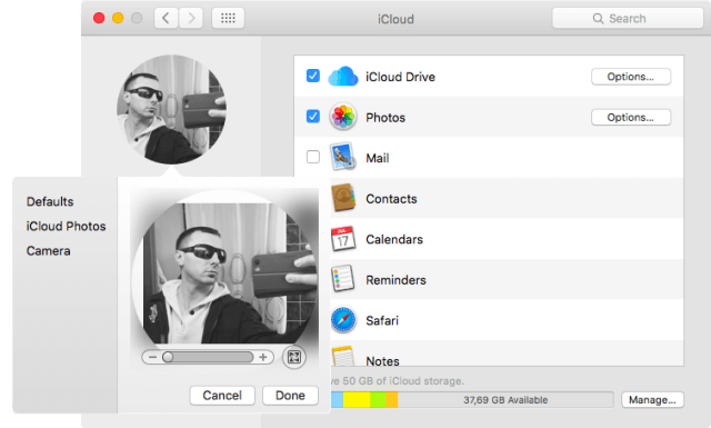 modificar imagen panel de iCloud Mac