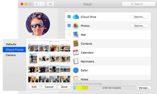 selecciona de nueva imagen en panel de iCloud Mac