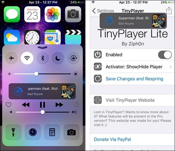 TinyPlayer-Lite-iOS-9-Cydia-Tweak-for-iPhone