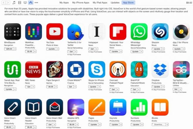 Apple realza popularidad de aplicaciones relacionadas con VoiceOver