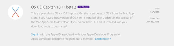 OS X El Capitan 10.11 Beta 2 