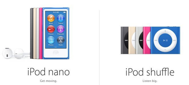 Apple Music y los iPod Nano y Shuffle van de la mano
