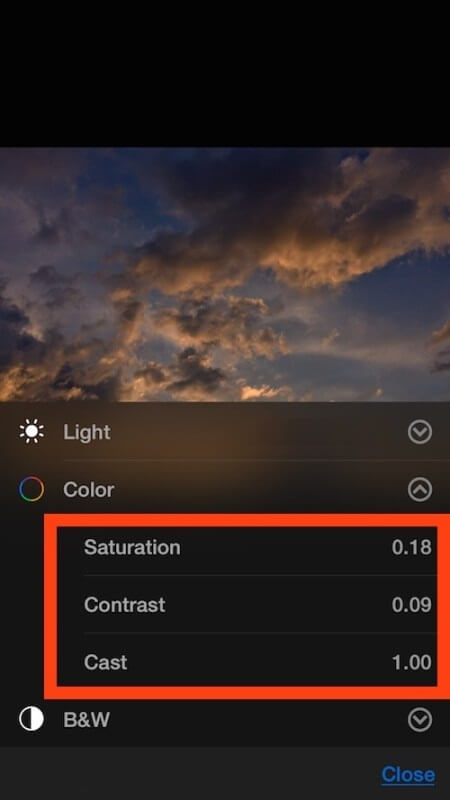 5. Choose an option to start adjusting your image.