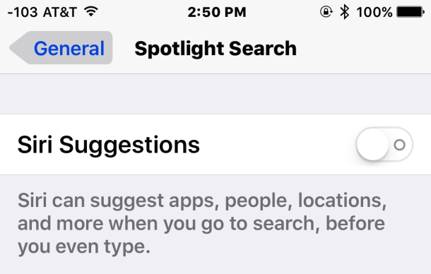 3. coloca la opción “Siri Suggestions” en OFF