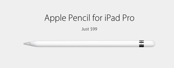 Apple Pencil disponible en Noviembre a $99