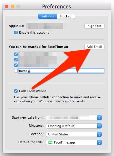 2. Cómo agregar una dirección de correo adicional a FaceTime desde la Mac OS X