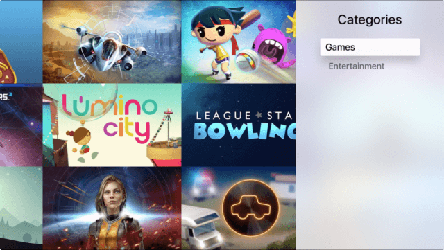 New categories have been added to the Apple TV store