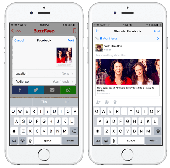New design of the Facebook app for iPhone