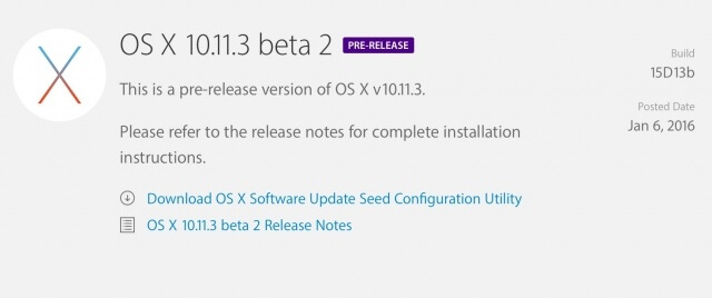 si desea probar este segundo beta de OS X 10.11.3