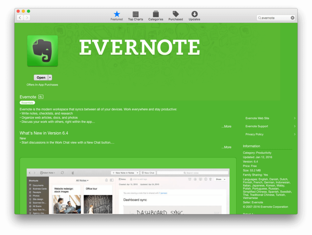 Evernote - Migrar notas a la aplicación Notas de OS X 10.11.4
