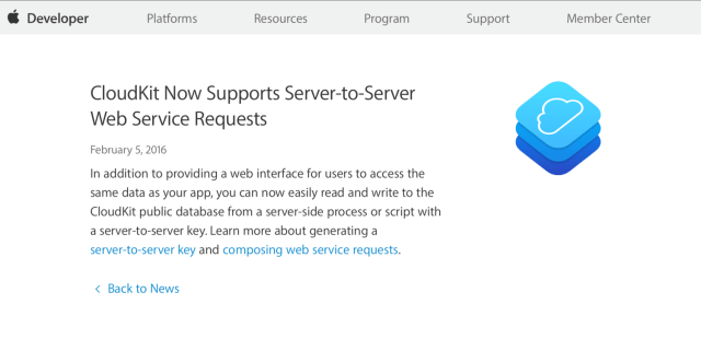 Apple añade un servidor API en CloudKit para brindar una mejor experiencia con el servicio de iCloud