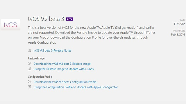 Tercer beta de tvOS 9.2 ya esta disponible - copia