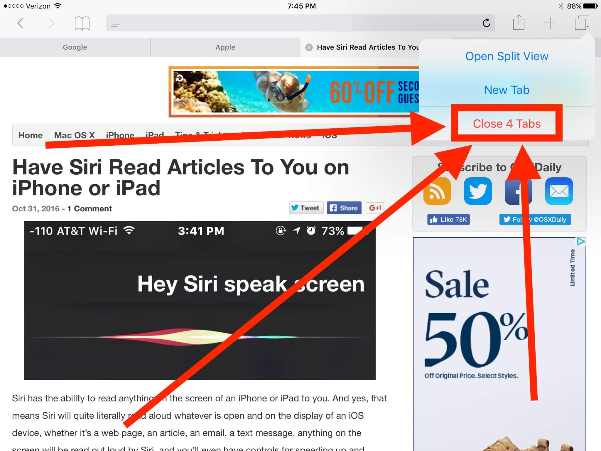Cómo restaurar pestañas cerradas de Safari en iOS 5 (iPad) #Tip