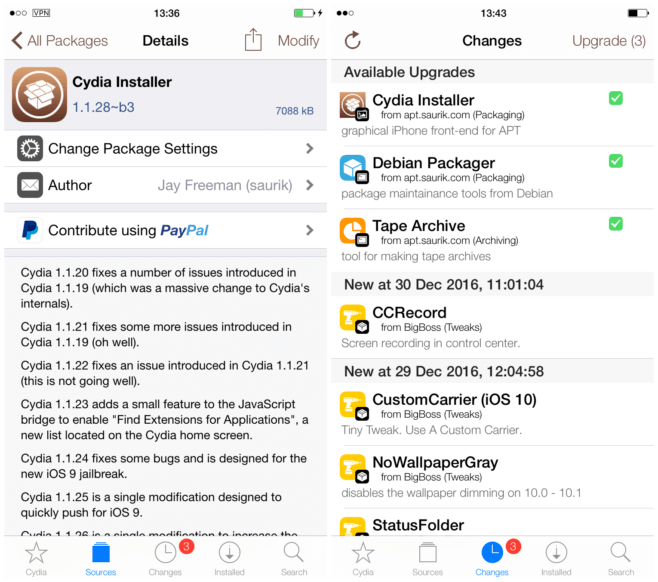 Running debian packager ошибка cydia