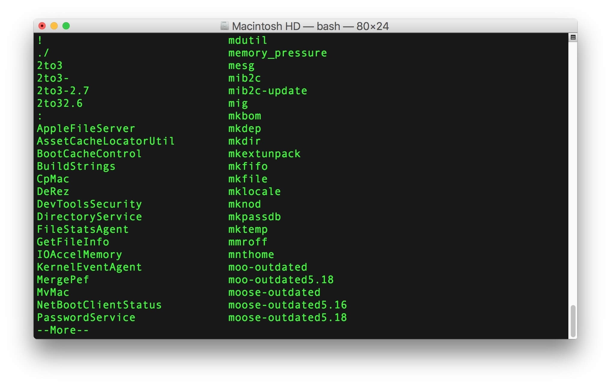 macos terminal commands list