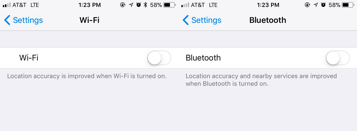 Wifi y Bluetooth en iOS 11