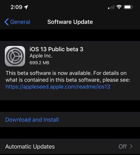 iOS 13 Beta 3