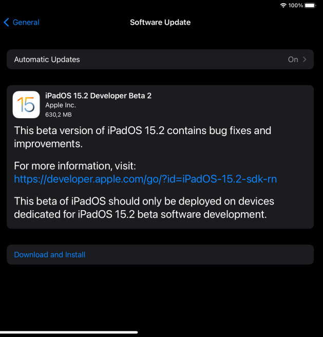 iPadOS 15.2 Beta 2